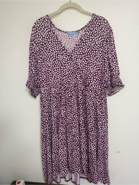 Draper James Purple Printed Wrap-Style Stretchy Dress
